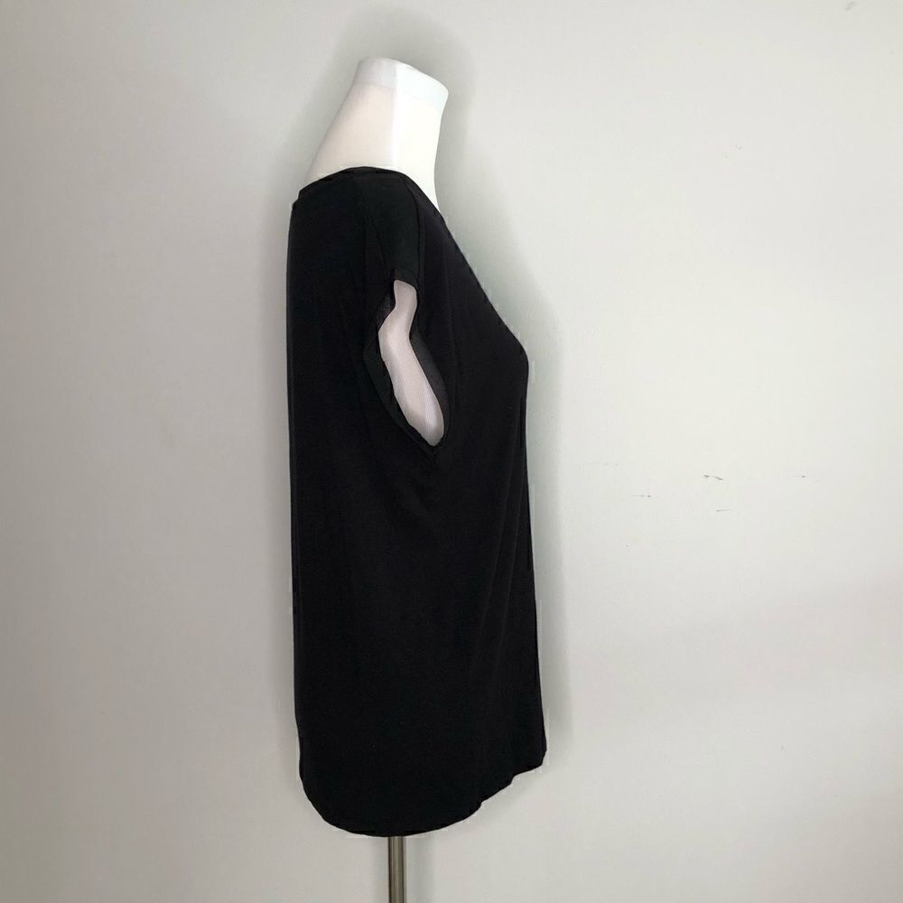 Tahari Black Shirt with Mesh Detailing - Picture 3 of 11